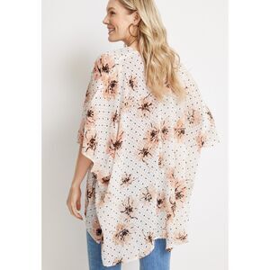 Maurices Floral Dot Textured Kimono One Size Sheer Lightweight Boho Layer